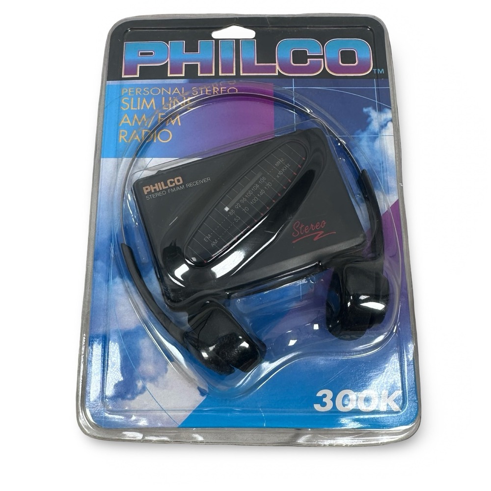 Vintage Philco Personal Stereo Slim Line AM/FM Radio Model 300K Black New Sealed